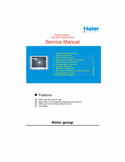 Haier RGBTV-25F99 Service Manual Colour Television 64cm. pure flat picture tube (16:9) - Tot. File 3.587 Part 1/2 - pag. 41